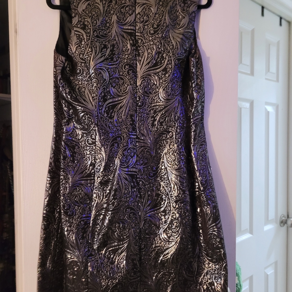 DRESS-Holiday, any occasion, nigh out, front tie, black & chrome, worn 1 time